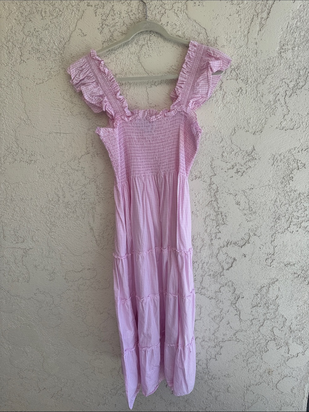 Hill House Pink Gingham Maxi Nap Dress with Ruffle Straps size Large